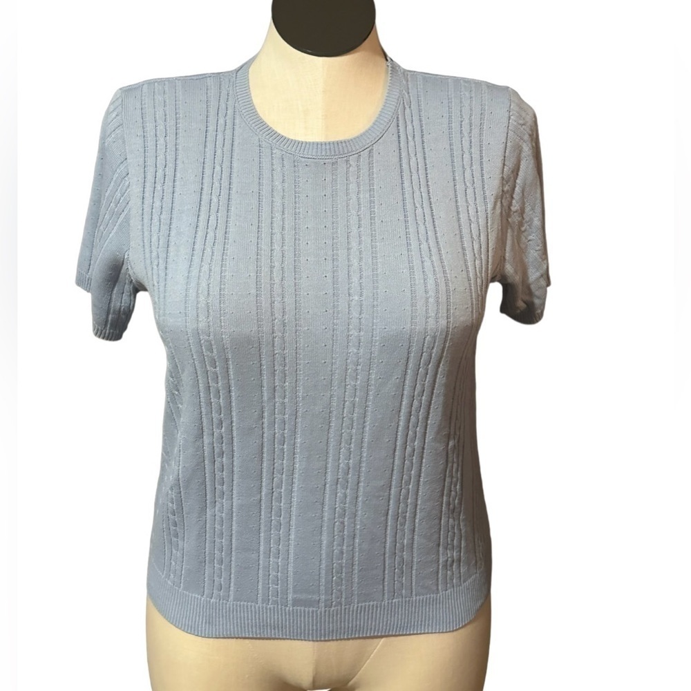 VINTAGE ALFRED DUNNER short sleeve lightweight sweater with shoulder pads petite